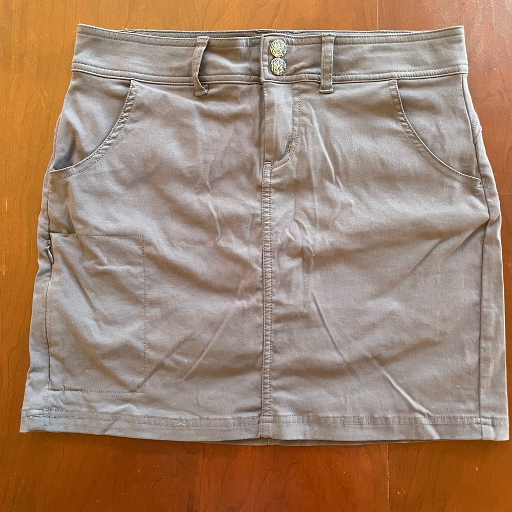 Prana Gray Mini Skirt with Button Accents